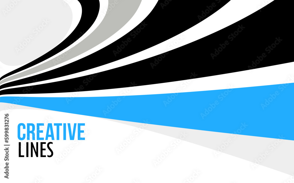 Poster creative lines vector abstract background, 3d perspective linear graphic design composition, stripes