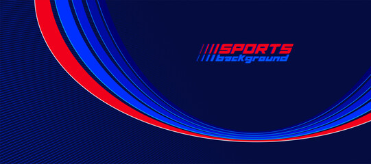 Sports activities games and racing vector linear background in 3D perspective rotation, dark red and blue dynamic layout with lines like a road or race.