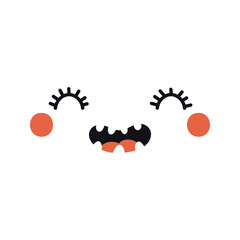 Kawaii face, cute cartoon face illustration. Hand drawn Japanese, anime, manga style design, isolated vector. Kids print element, facial expression, emotion, avatar, icon