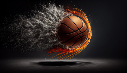 basketball game ball in hoop. Generative AI