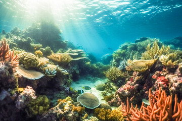 Fototapeta na wymiar Illustration of under water life. Created with Generative AI technology.