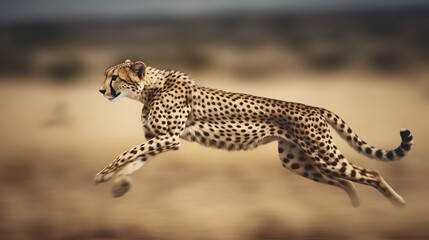 Powerful cheetah in motion, running with breathtaking speed - Generative ai