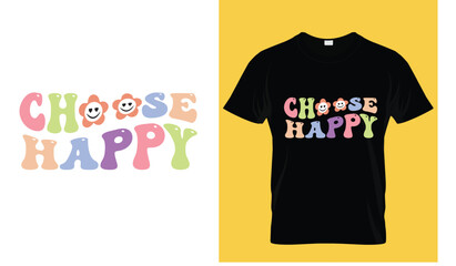HAPPY T SHIRT,WAVY,RETRO,TYPOGRAPHY,VINTAGE T SHIRT DESIGN