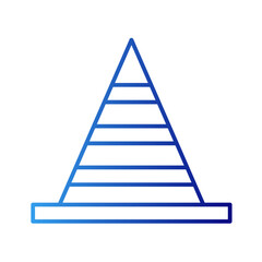 Cone construction icon with blue gradient outline style. symbol, sign, equipment, line, set, black, design, . Vector illustration