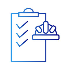 List construction icon with blue gradient outline style. checklist, test, report, form, tick, agreement, note. Vector illustration