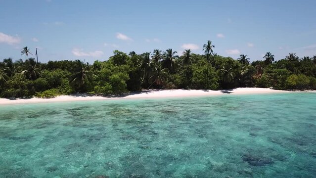 Aerial view of tropical beach, Maldives. High quality 4k footage