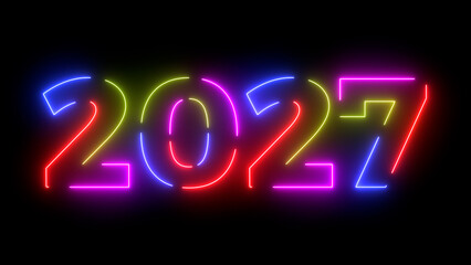 2027 colored text. Laser vintage effect. 