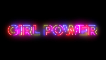 Girl power colored text. Laser vintage effect. 