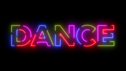 Dance colored text. Laser vintage effect. 