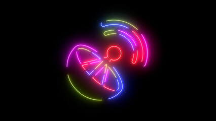 Antenna neon colored icon. Laser vintage effect. 