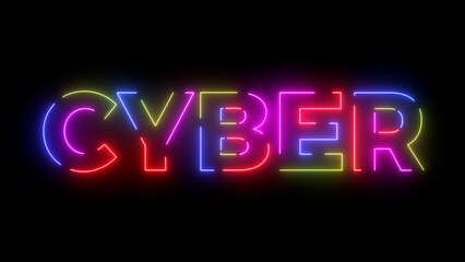 Cyber colored text. Laser vintage effect. 