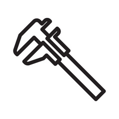 Measure construction icon with black outline style. tool, flat, size, construction, ruler, linear, simple. Vector Illustration