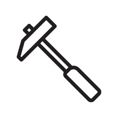 Hammer construction icon with black outline style. renovation, steel, power, shape, thin, improvement, construct. Vector Illustration