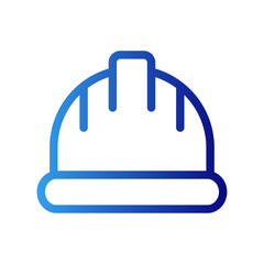 Safety helmet construction icon with blue gradient outline style. job, builder, protective, protect, tool, professional, hard. Vector Illustration