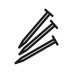 Nail construction icon with black outline style. hobnail, wall, design, bent, repair, object, background. Vector Illustration