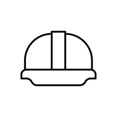Helmet construction icon with black outline style. hat, work, industrial, protection, design, engineering, professional. Vector illustration