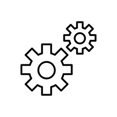 Cogwheel construction icon with black outline style. industrial, work, machine, web, mechanical, business, industry. Vector illustration