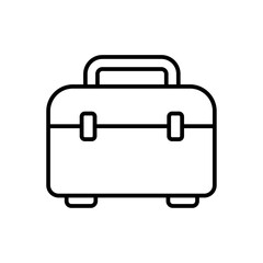 Tool box construction icon with black outline style. toolkit, service, hammer, set, kit, pictogram, screwdriver. Vector illustration