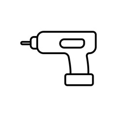 Drill construction icon with black outline style. symbol, line, pictogram, equipment, outline, industry, construction. Vector illustration