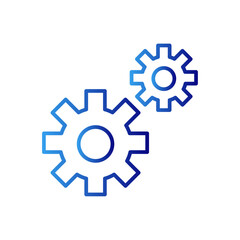 Cogwheel construction icon with blue gradient outline style. industrial, work, machine, web, mechanical, business, industry. Vector illustration