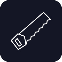 Hand saw construction icon with black filled line outline style. work, sharp, blade, wood, industry, cut, object. Vector illustration