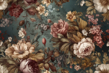 Old flowers luxury wallpaper Painting texture. wallpaper background,