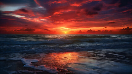 Fototapeta premium Generative ai illustration of a sunset