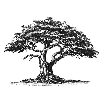 acacia tree vector sketch