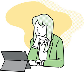 A woman struggling with a job that's not going well