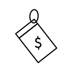 Price shopping icon with black outline style. tag, financial, web, currency, shop, label, coupon. Vector Illustration