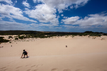 Sandboarding at Little sahara, Kangaroo island, South australia