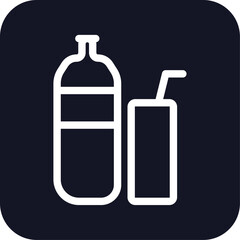 Drink shopping icon with black filled line outline style. thin, symbol, glass, champagne, pictogram, bottle, beer, . Vector Illustration