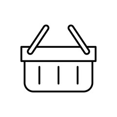 Shopping basket shopping icon with black outline style. set, box, button, e-commerce, delivery, empty, discount. Vector Illustration