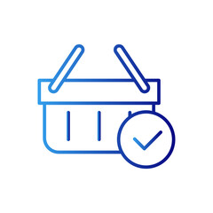 Order shopping icon with blue gradient outline style. shop, e-commerce, point, fast, deliver, hand, internet. Vector Illustration