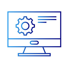 System information technology icon with blue gradient outline style. machine, programming, processing, concept, cogwheel, strategy, arrow. Vector Illustration