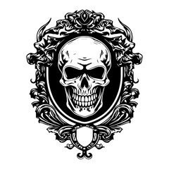 A Mexican skull emblem logo design that is ideal for biker clubs or alternative music bands