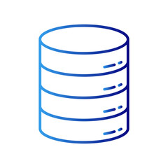 Database information Technology icon with blue gradient outline style. outline, diagram, object, analytics, digital, collection, folder. Vector Illustration