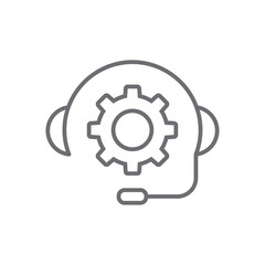 Support information technology icon with black outline style. line, person, man, outline, technology, set, thin. Vector Illustration