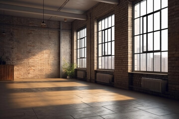 Fototapeta premium empty space with a loft-style industrial design. generative AI