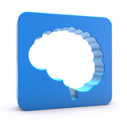 Brain shape cutout 3d isolated on white background. Organ Door, portal, hole. Brain shape tunnel 3d. 