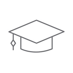 Graduation education icon with black outline style. flat, graduating, web, master, thin, educational, wisdom. Vector Illustration