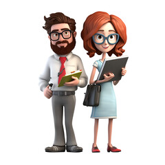 3D Cartoon characters on the theme of copywriter work without background, suitable for banners and advertising graphics, AI-generated characters