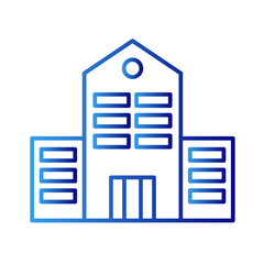 Campus education icon with blue gradient outline style. high, elementary, modern, office, pictogram, graphic, cap. Vector Illustration