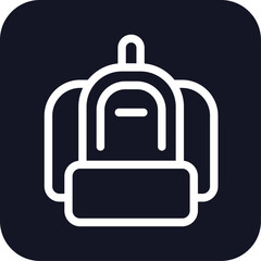 Backpack education icon with black filled line outline style. element, child, silhouette, web, adventure, summer, mountain. Vector Illustration