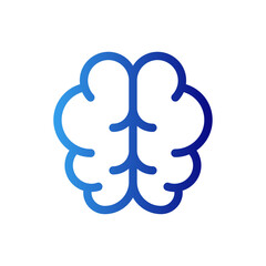 Brain education icon with blue gradient outline style. concept, isolated, head, design, creative, sign, creativity. Vector Illustration