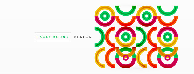 Circles are arranged in a grid pattern abstract background and feature a range of different colors, including shades of various colors. Template for wallpaper, banner, presentation, background