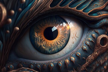 Fantasy Style Close-Up of Human Eye in Intricate Detail. AI
