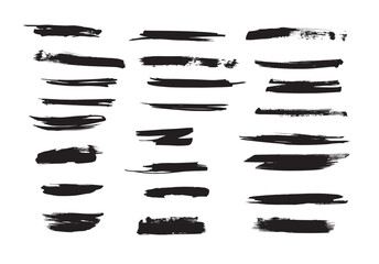 Obraz premium Handmade watercolor black different brushes stock set