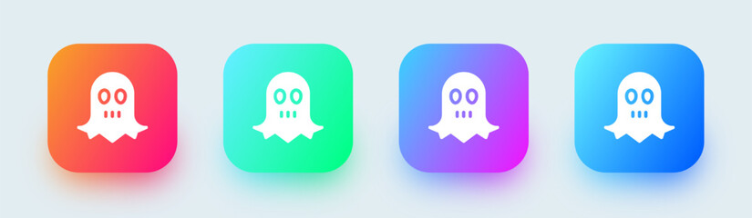 Ghost solid icon in square gradient colors. Soul signs vector illustration.