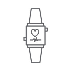 Smartwatch digital healthcare icon with black outline style. wireless, heart, web, health, smartphone, black, simple. Vector Illustration